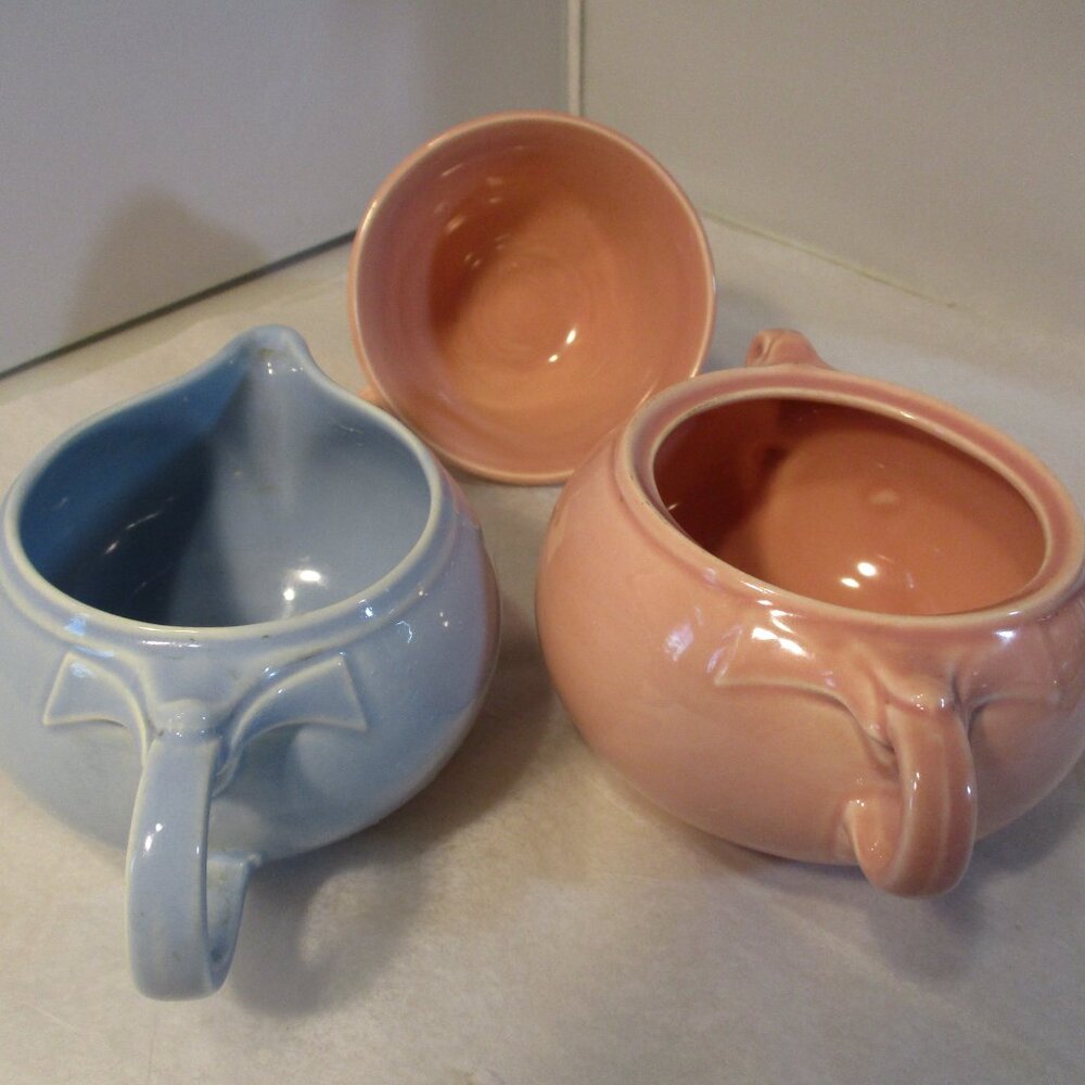 Vintage Lot of Pink & Blue Lu-Ray Pastel China Dinnerware MCM Cup Creame…
